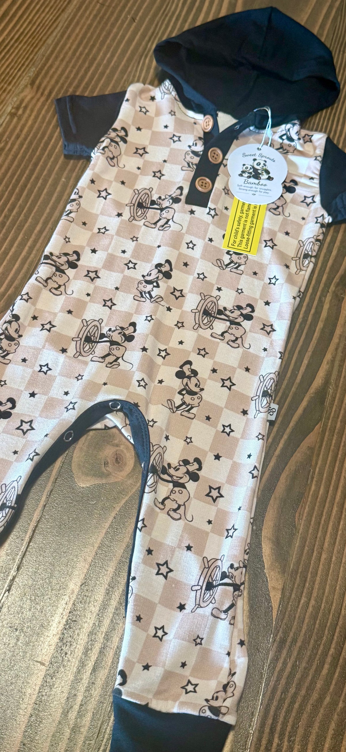 ⭐ Steamboat Stars — French Terry Bamboo Hooded Romper