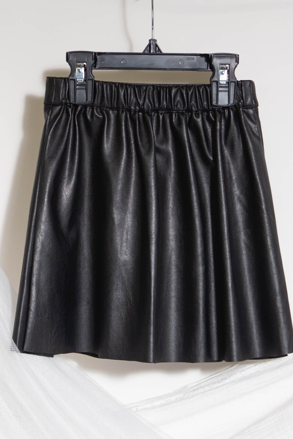 Kids PU Leather Mini Skirt- Black