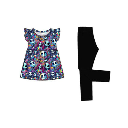 🖤 Nightmare Magic — Girls Bamboo Peplum + Leggings