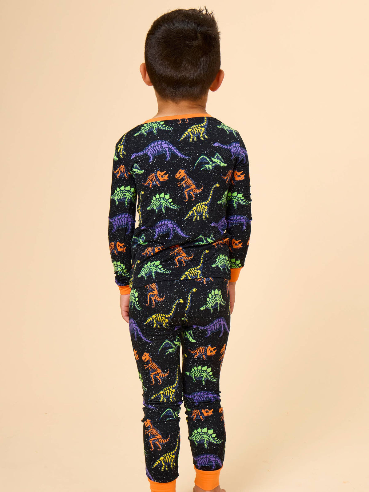 SoftSnooze™ Kids Bamboo Viscose Prehistoric Dinosaur Pals Glow-In-The-Dark Long Sleeve Pajama Set