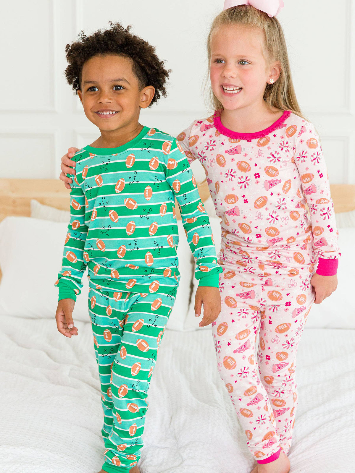 SoftSnooze™ Kids Bamboo Viscose Tackles & Touchdowns Football Long Sleeve Pajama Set