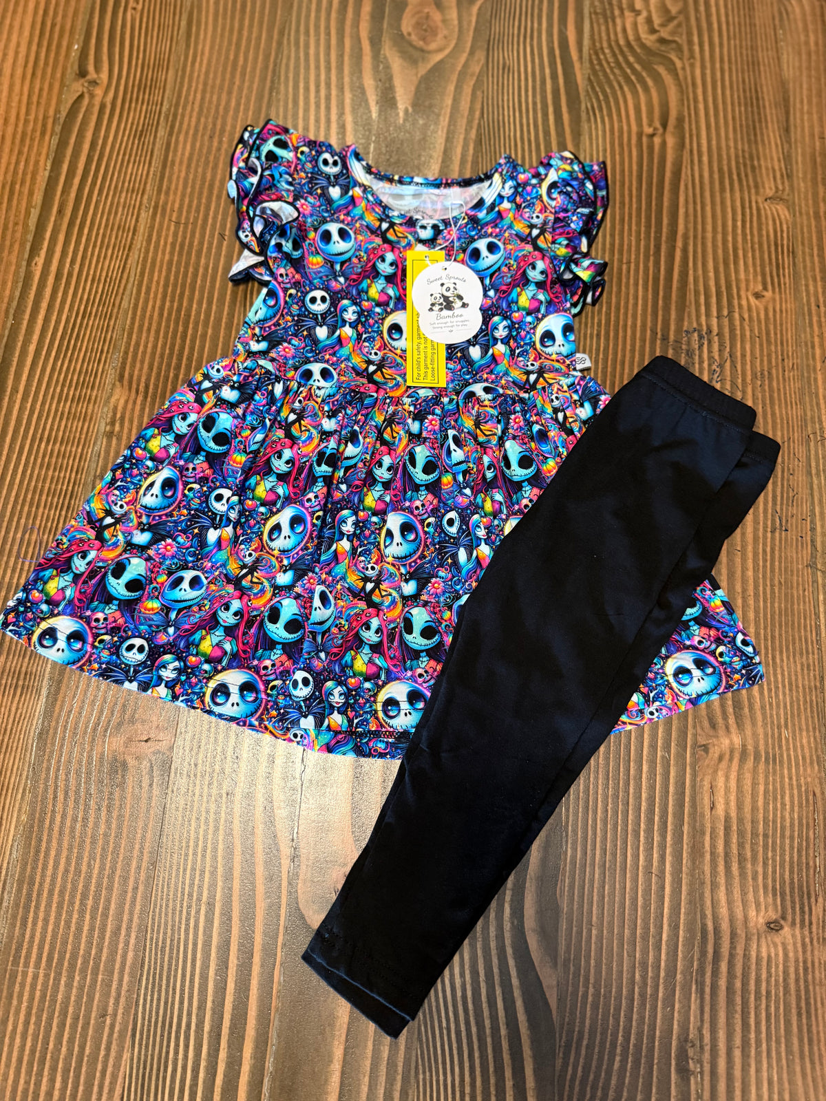 🖤 Nightmare Magic — Girls Bamboo Peplum + Leggings