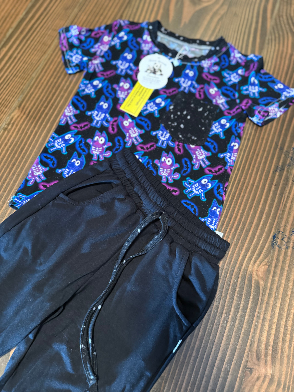 🐾 Spooky Space Pups — Boys Pocket Tee + French Terry Pants