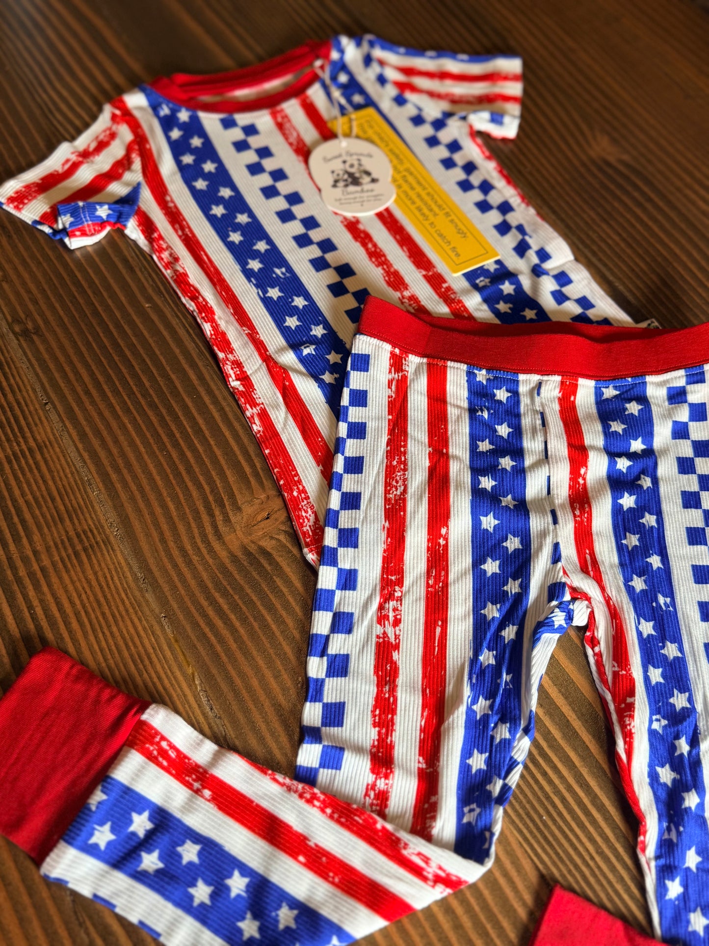 Stars, Stripes & Summer Nights Ribbed Pajama Set ❤️🤍💙