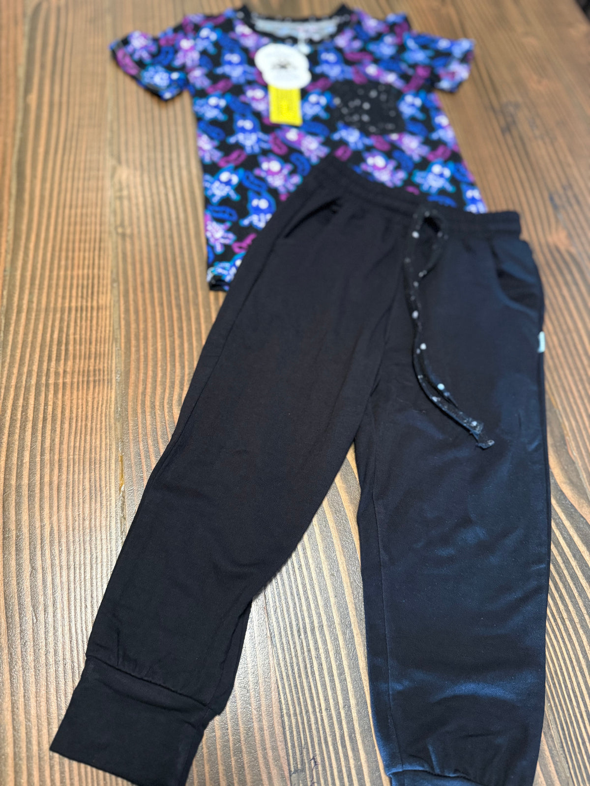 🐾 Spooky Space Pups — Boys Pocket Tee + French Terry Pants