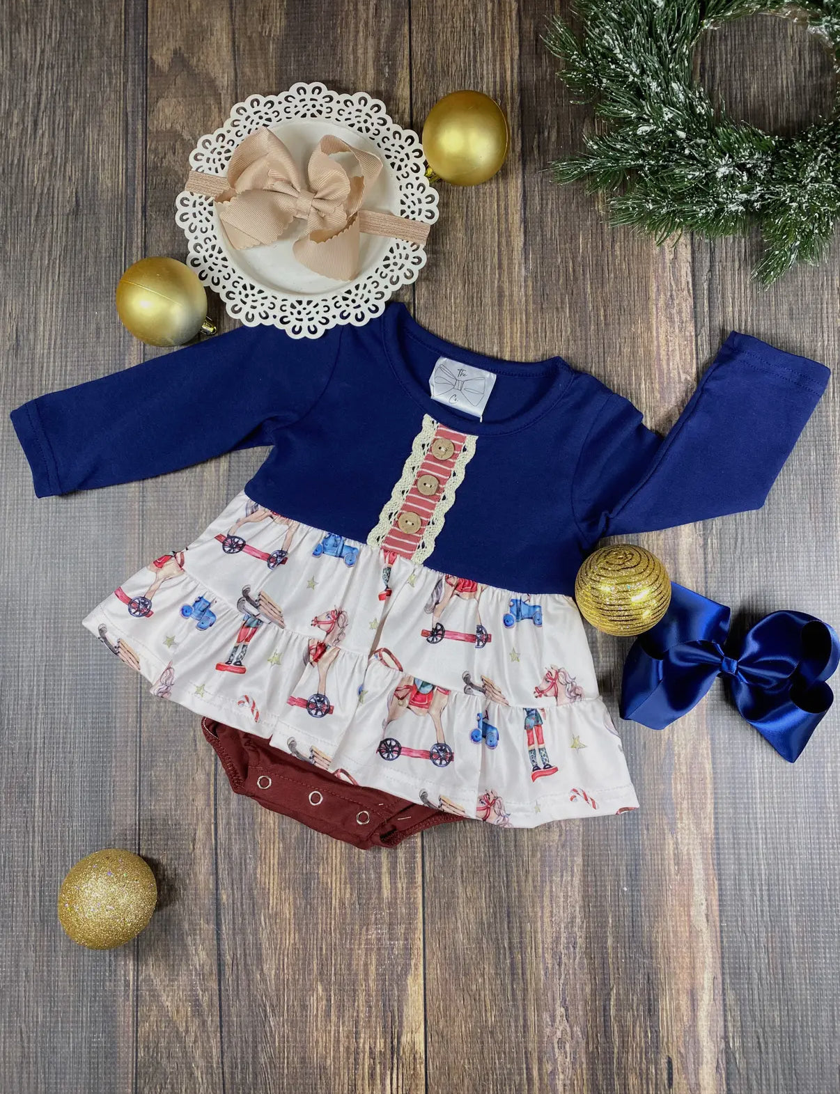 Vintage Christmas Toys Infant Romper