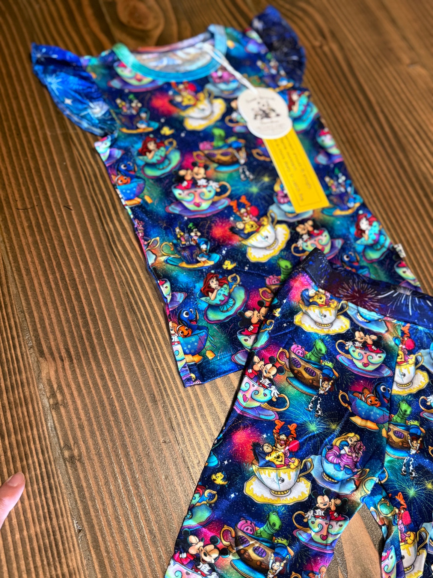 Midnight Tea Party Magic Bamboo Flutter Sleeve/Pants pj set 👶☕✨