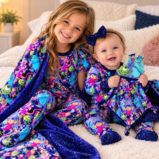 🌙 Monster Magic Bamboo & Minky Blanket 50” × 60”