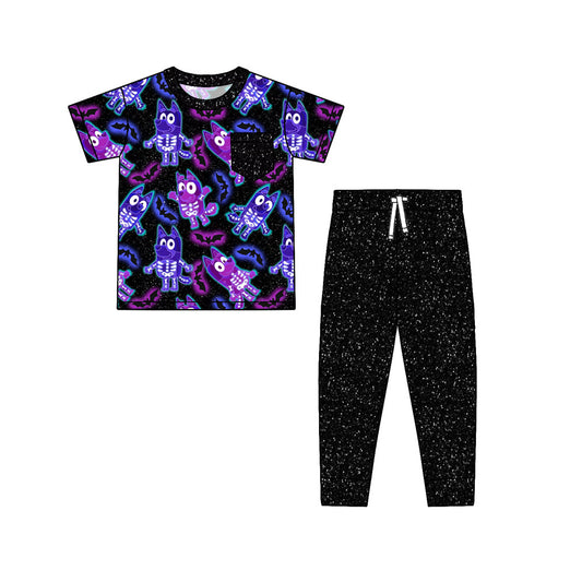 🐾 Spooky Space Pups — Boys Pocket Tee + French Terry Pants