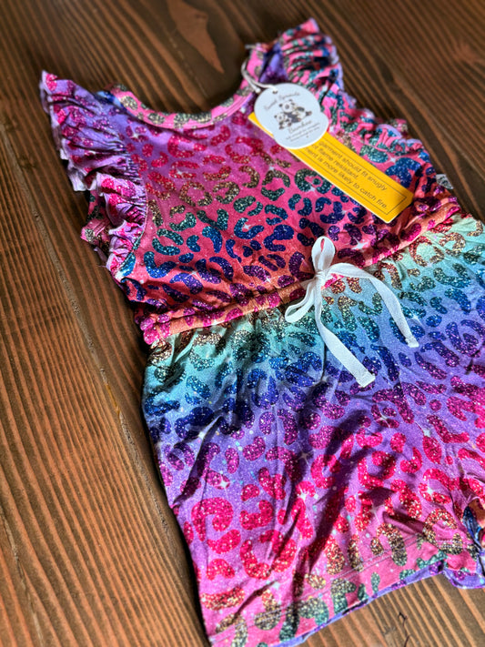 Rainbow Luxe Leopard Ruffle Romper