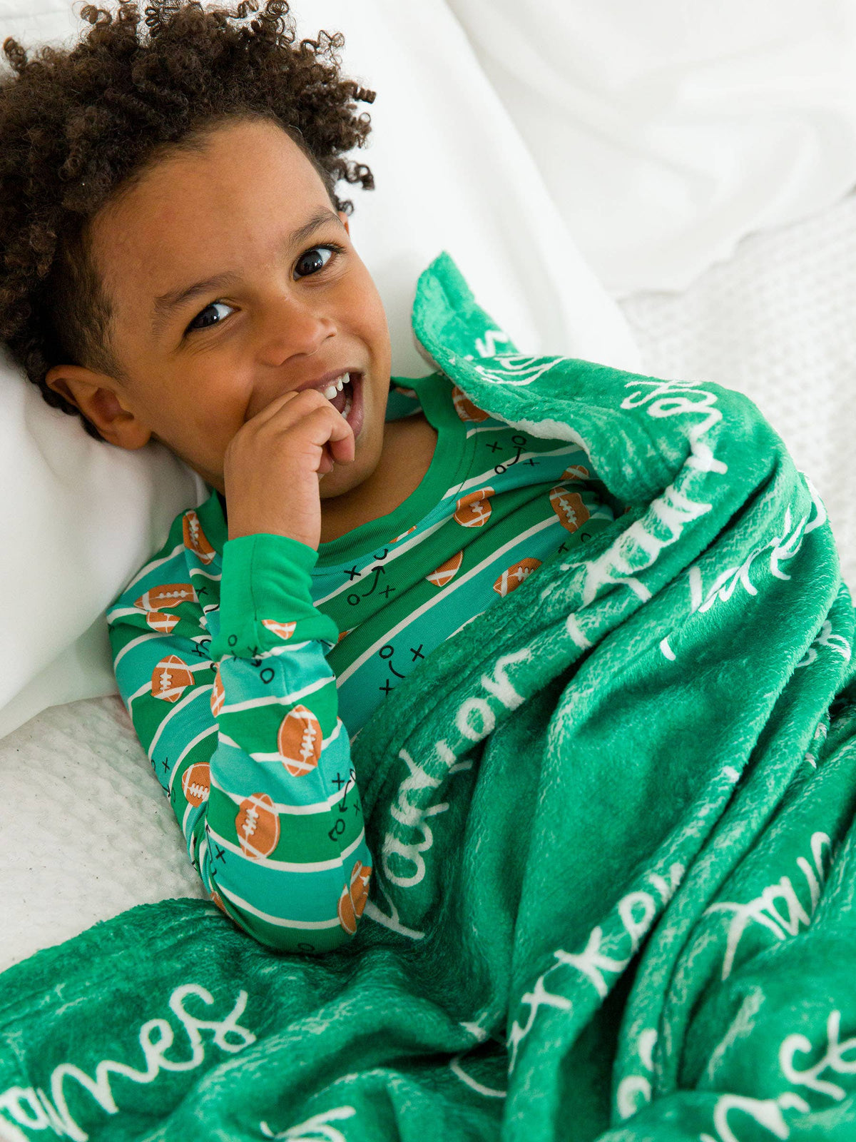 SoftSnooze™ Kids Bamboo Viscose Tackles & Touchdowns Football Long Sleeve Pajama Set