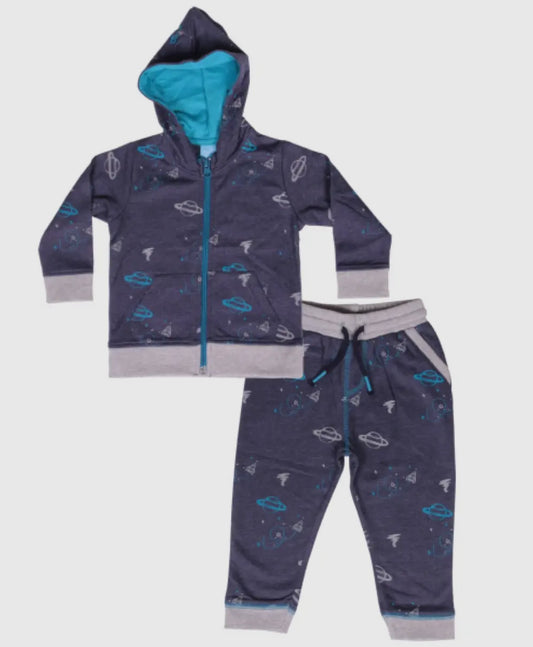 Space print zip up set