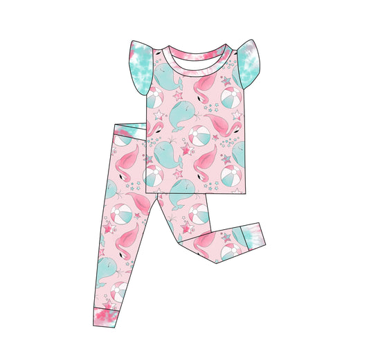Pink Tide Paradise flutter sleeve Pj set