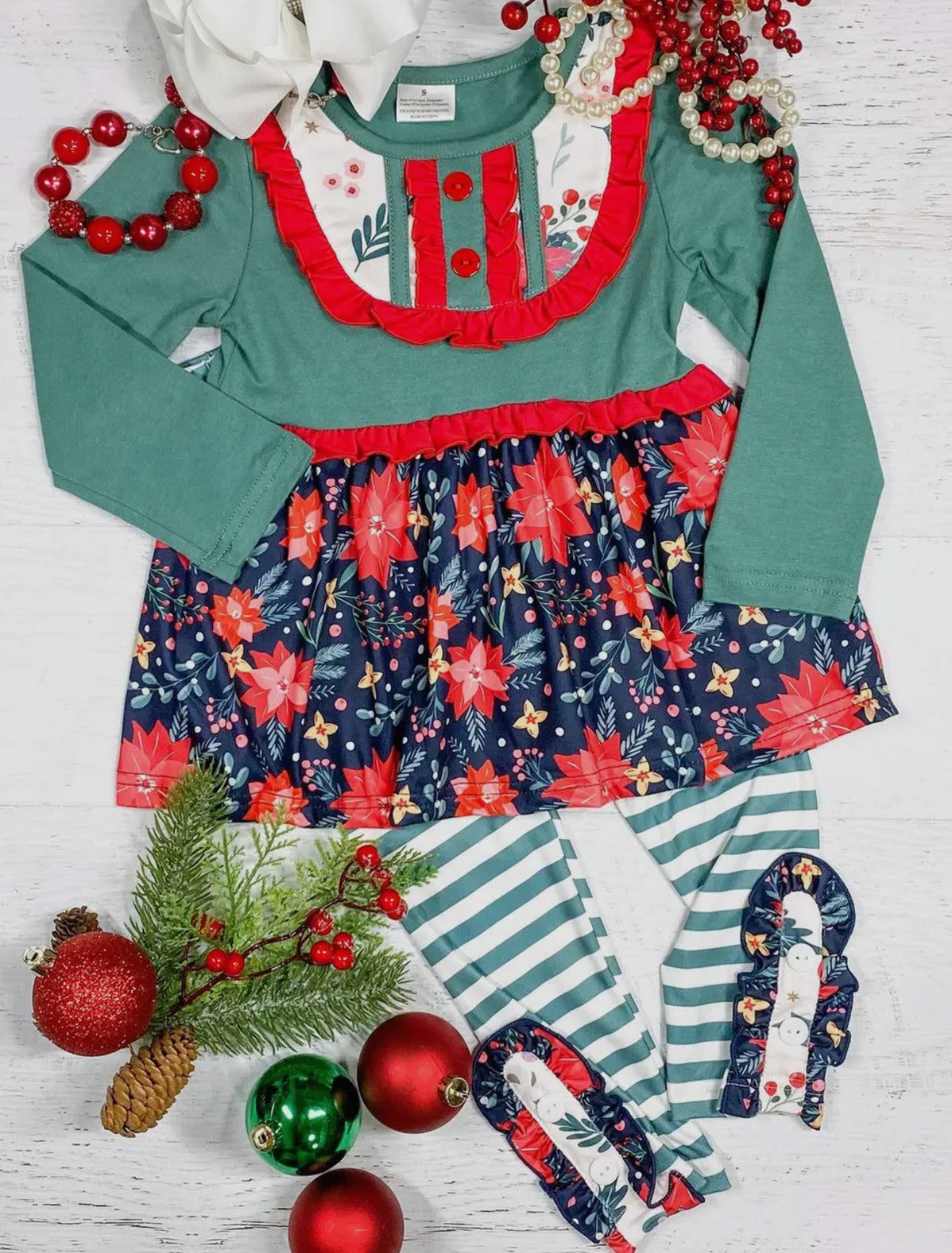 Festive Poinsettia Tunic & Leggings Set