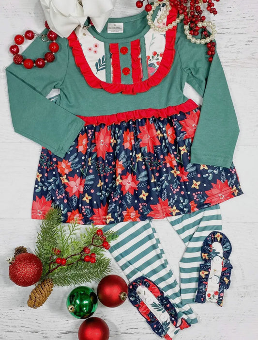 Festive Poinsettia Tunic & Leggings Set