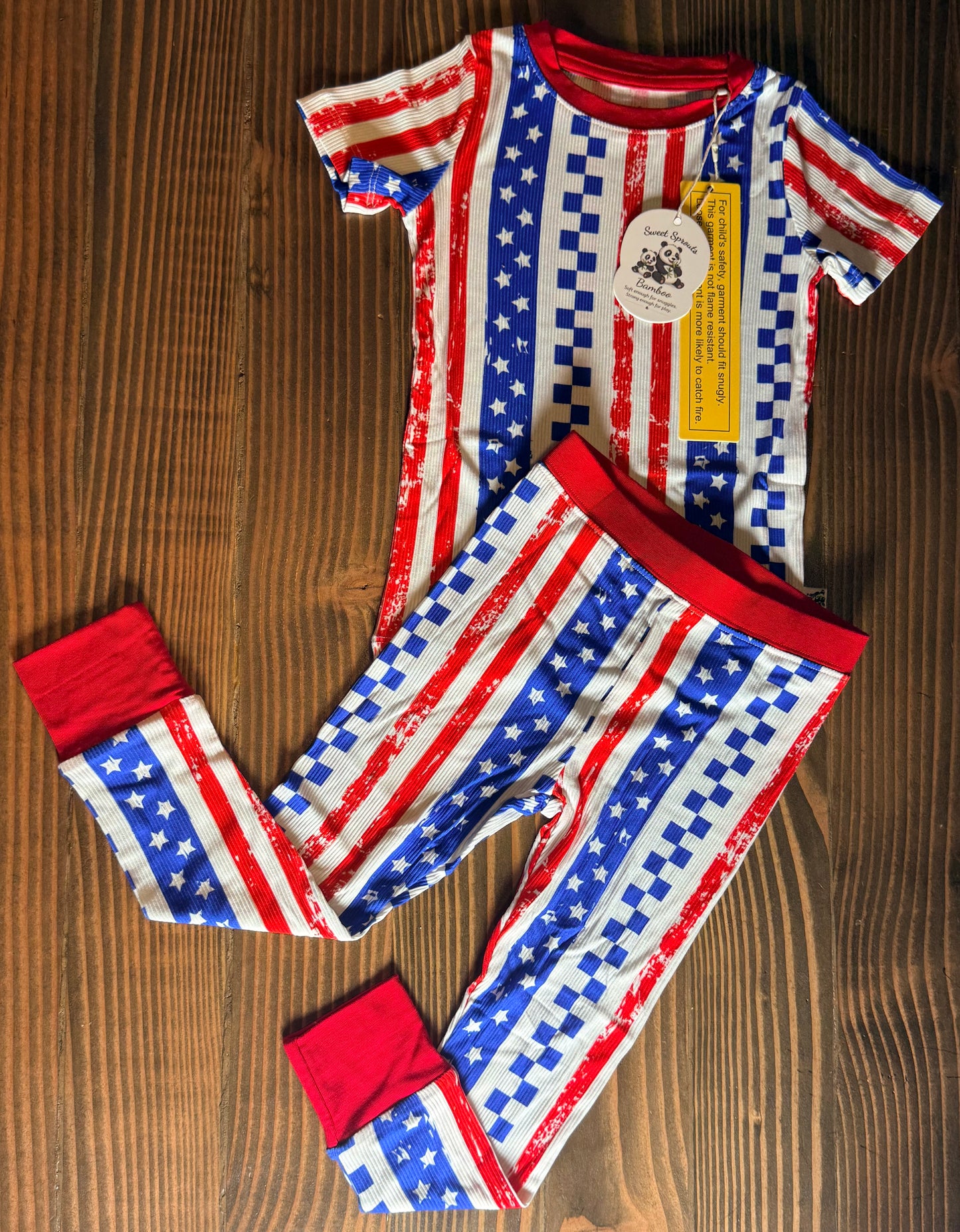 Stars, Stripes & Summer Nights Ribbed Pajama Set ❤️🤍💙