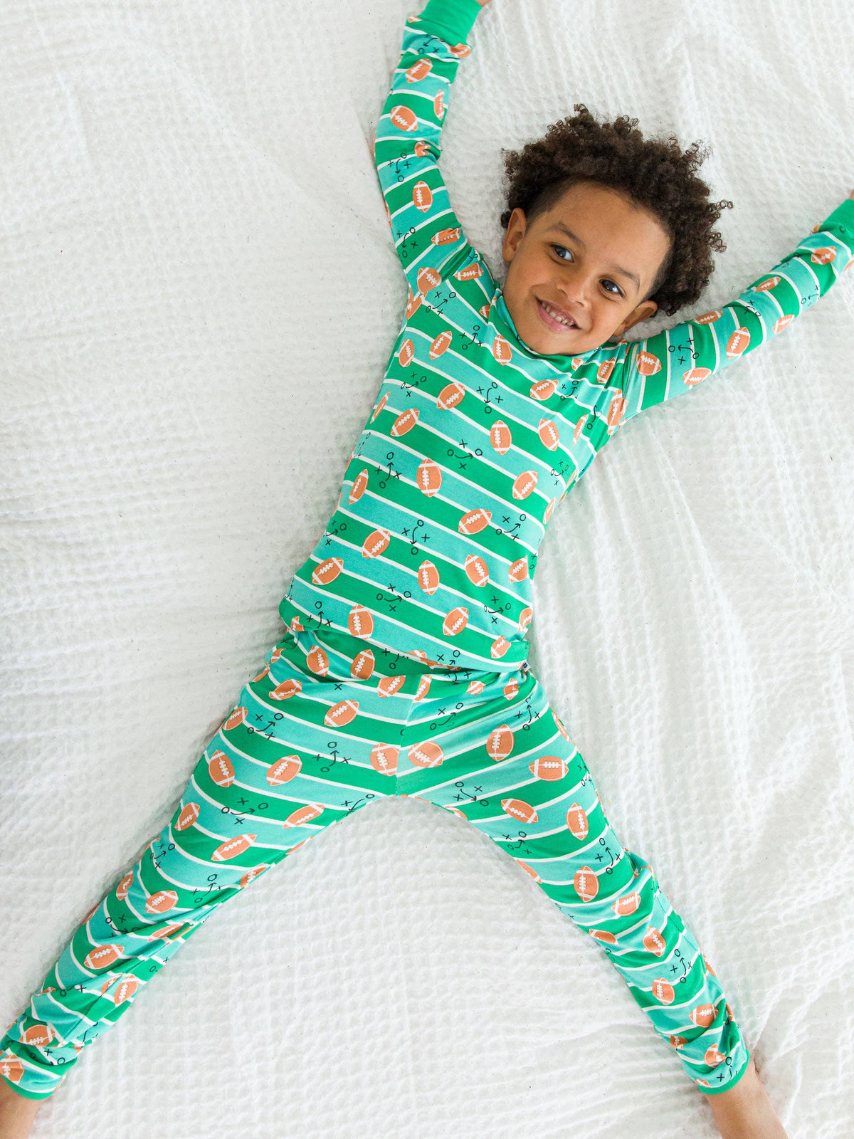 SoftSnooze™ Kids Bamboo Viscose Tackles & Touchdowns Football Long Sleeve Pajama Set