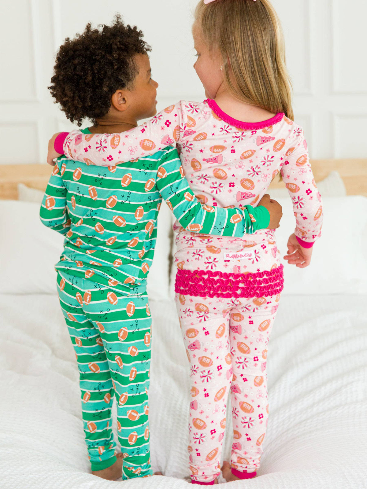 SoftSnooze™ Kids Bamboo Viscose Tackles & Touchdowns Football Long Sleeve Pajama Set