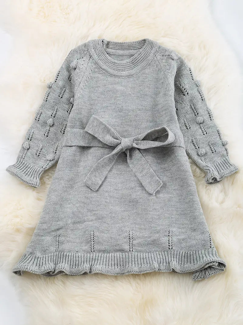 Gray Knit Long Sleeve Dress.