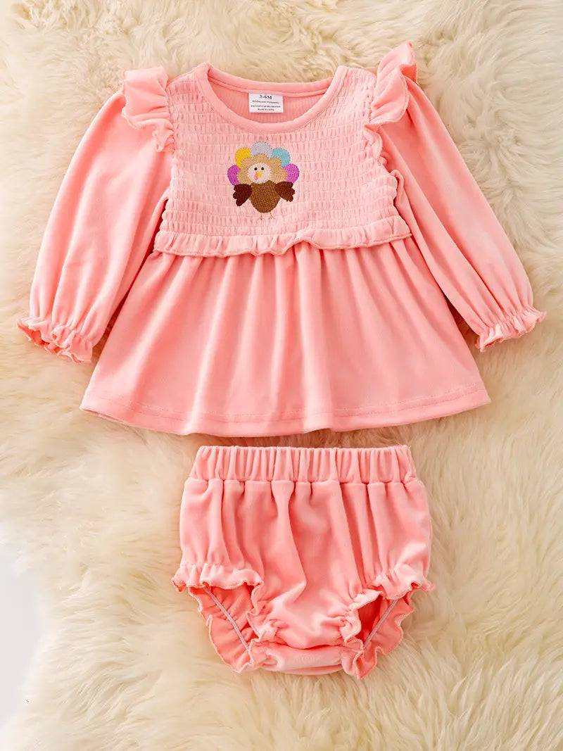 🍁Embroidered Turkey Velvety Soft Baby Set.
