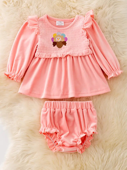 🍁Embroidered Turkey Velvety Soft Baby Set.